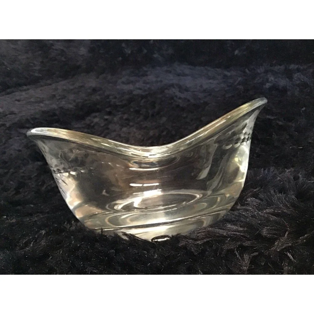 Princess House Heritage Cut Crystal Sauce Bowl Etched Floral 80s Retro Granny